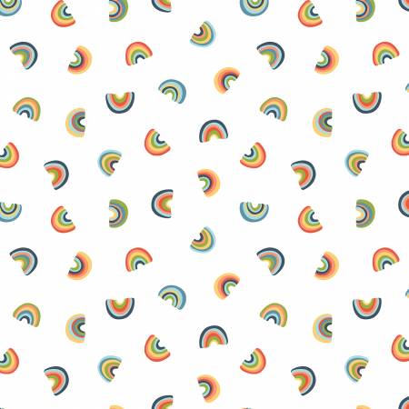 Windham Fabrics White Rainbows quilting fabric — rainbows on white