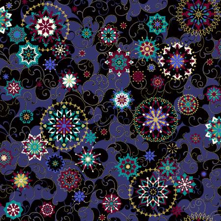 Windham Winter Medallion 108 inch wideback quilt backing fabric in Black