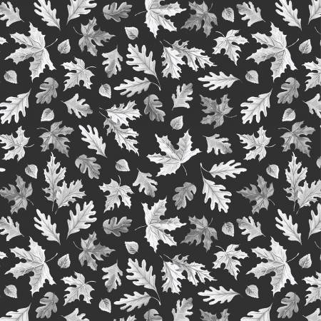 Windham Fletcher falling leaves cotton flannel fabric in Coal