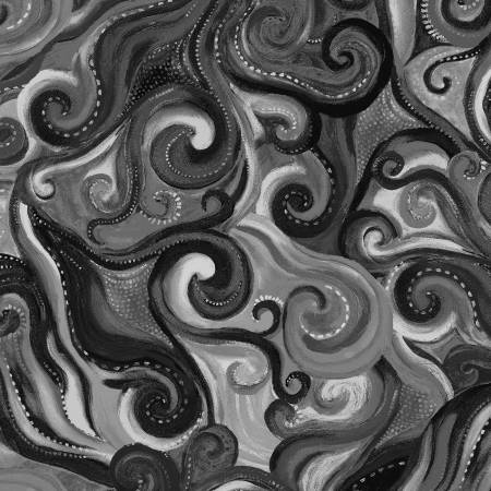 Windham In Motion charcoal whirl quilting cotton fabric