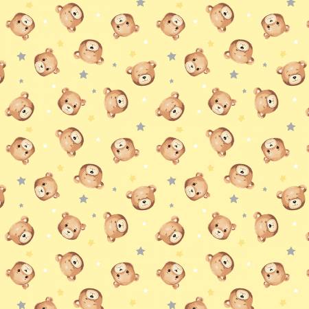Windham Fabrics Baby Bear Pale Yellow flannel quilting fabric — sweet bears on pale yellow