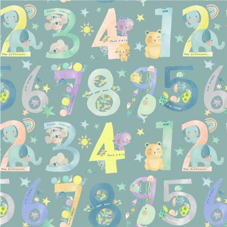 Windham Fabrics Count on Me Teal quilting fabric — counting print on teal