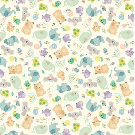 Windham Fabrics Ivory Counting Friends quilting fabric — counting friends on ivory