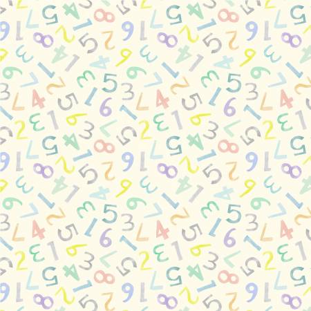 Windham Fabrics Ivory Learning Numbers quilting fabric — playful numbers on ivory