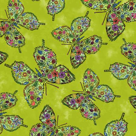 Windham Goodness Gracious be free quilting cotton fabric in Lime