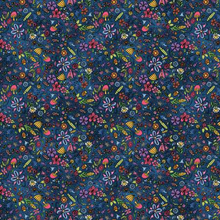Windham Goodness Gracious foraging quilting cotton fabric in Navy