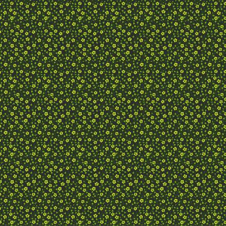 Windham Circa Poison Green flourishing quilting cotton fabric in Soot