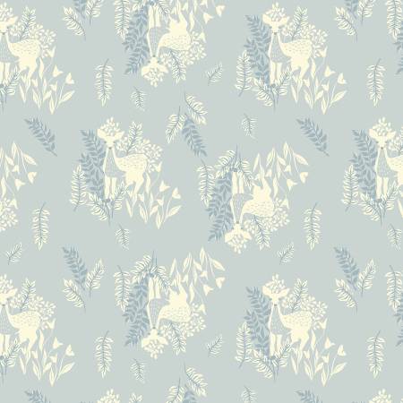 Windham Fabrics Moonlit Moths Doe a Deer Cloud quilting fabric — deer on cloud white