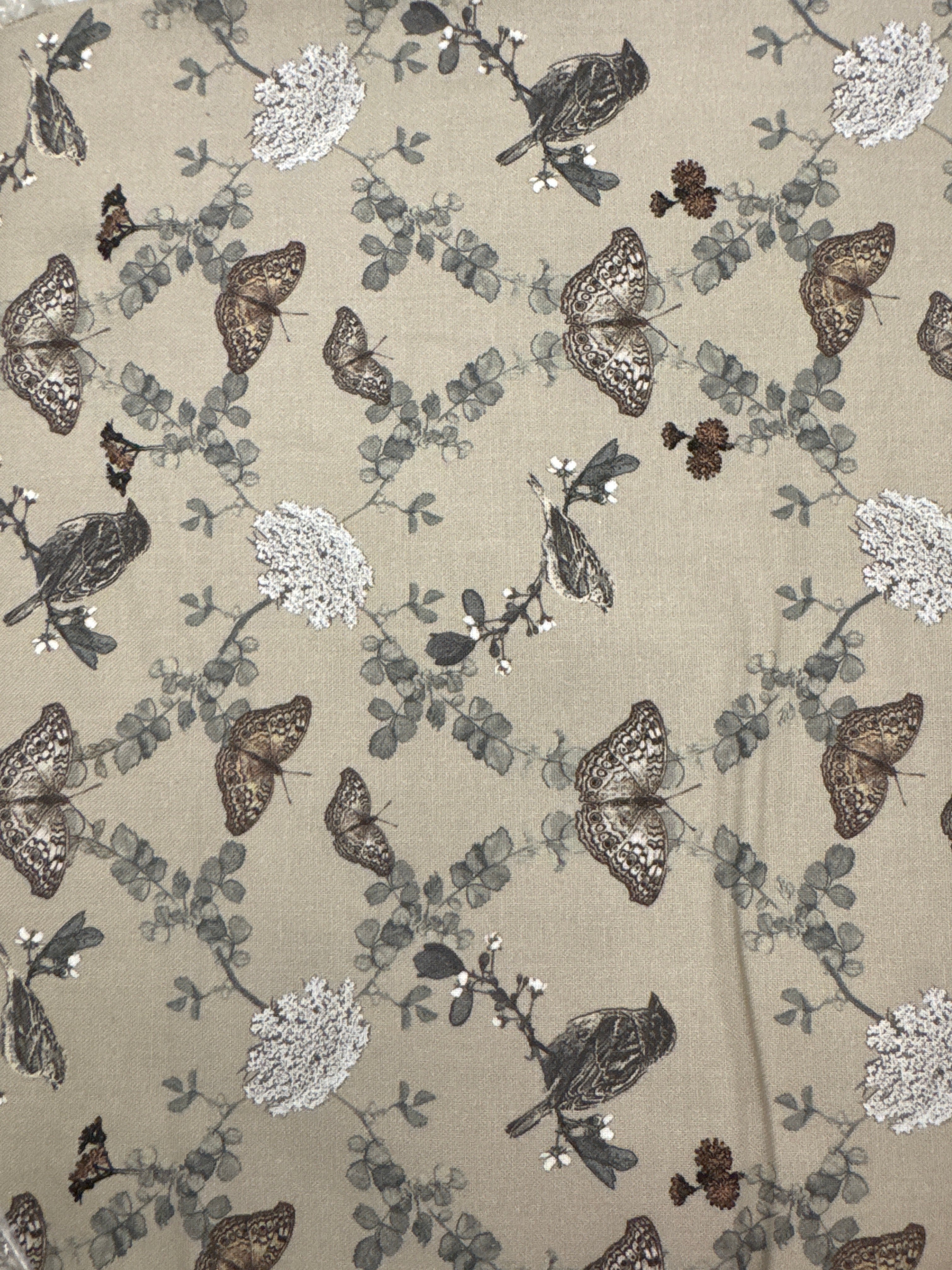 Natures Whisper Butterflies and Birds Clay nature quilting fabric