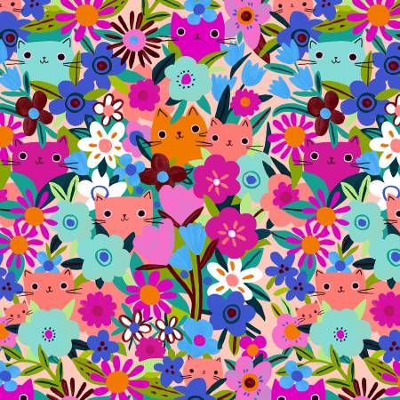 Windham Fabrics Peachy Pink Peekaboo quilting fabric — charming peekaboo print on peachy pink