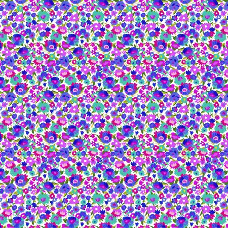 Windham Fabrics Cobalt Ditsy quilting fabric — small-scale ditsy print on cobalt blue