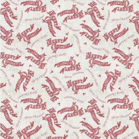 Windham Jolly Christmas Merry quilting fabric in Ivory and Red