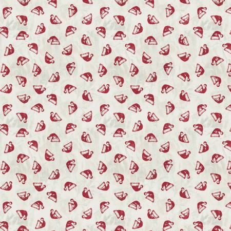 Windham Jolly Christmas Santa Hats quilting fabric in Ivory and Red