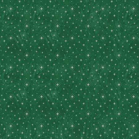 Windham Jolly Christmas Twinkle Stars quilting fabric in Green