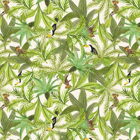 Windham King Of The Jungle Canopy Creatures quilting fabric in Ivory