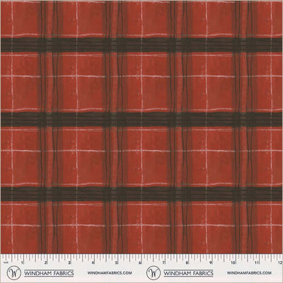 Window Pane Plaid Carn Red Cotton 43”/44” Fabric Per Yard