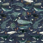 Deep Blue Ocean Creatures of the Sea novelty quilting fabric by Windham Fabrics