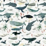 Deep Blue Ocean Foam Creatures of the Sea novelty quilting fabric by Windham Fabrics