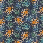 Deep Blue Octopodes novelty quilting fabric by Windham Fabrics
