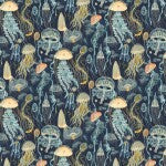 Deep Blue Jellyfish Field novelty quilting fabric by Windham Fabrics