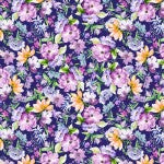 Serafina Indigo Cheerful Blooms floral quilting fabric by Windham Fabrics