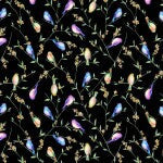 Serafina Black Festive Flock quilting fabric by Windham Fabrics