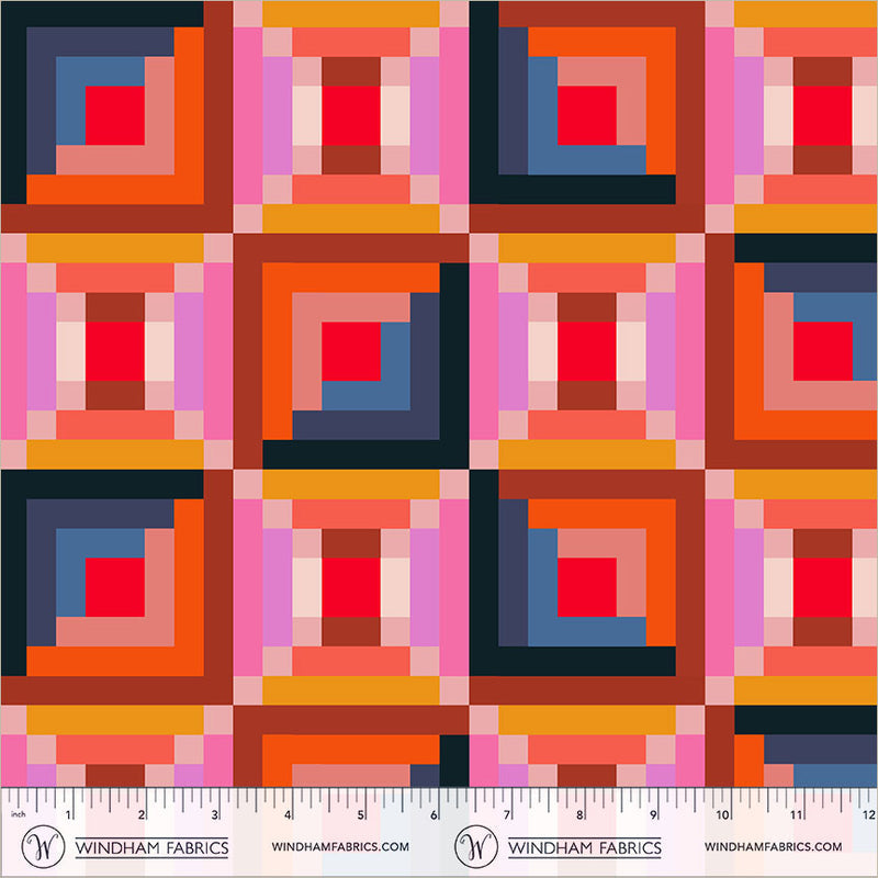 Happy Place Log Cabin Sunset Cotton 44"/45" Fabric Per Yard