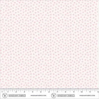 Twirling Tutus Open Hearts White and Pink quilting fabric by Windham Fabrics