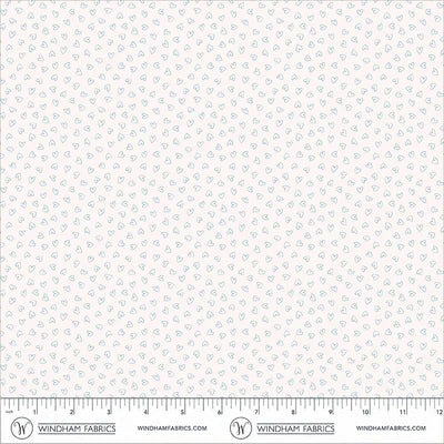 Twirling Tutus Open Hearts White and Aqua quilting fabric by Windham Fabrics