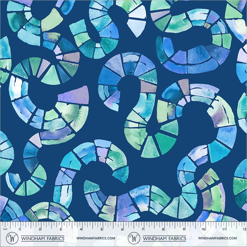 Broken Path Blue Cotton 108" Wideback Fabric Per Yard
