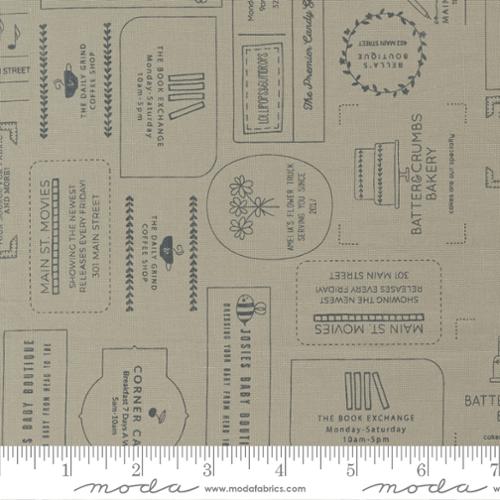 Main Street Taupe The Shops Text and Words Cotton 44"/45" Fabric Per Yard