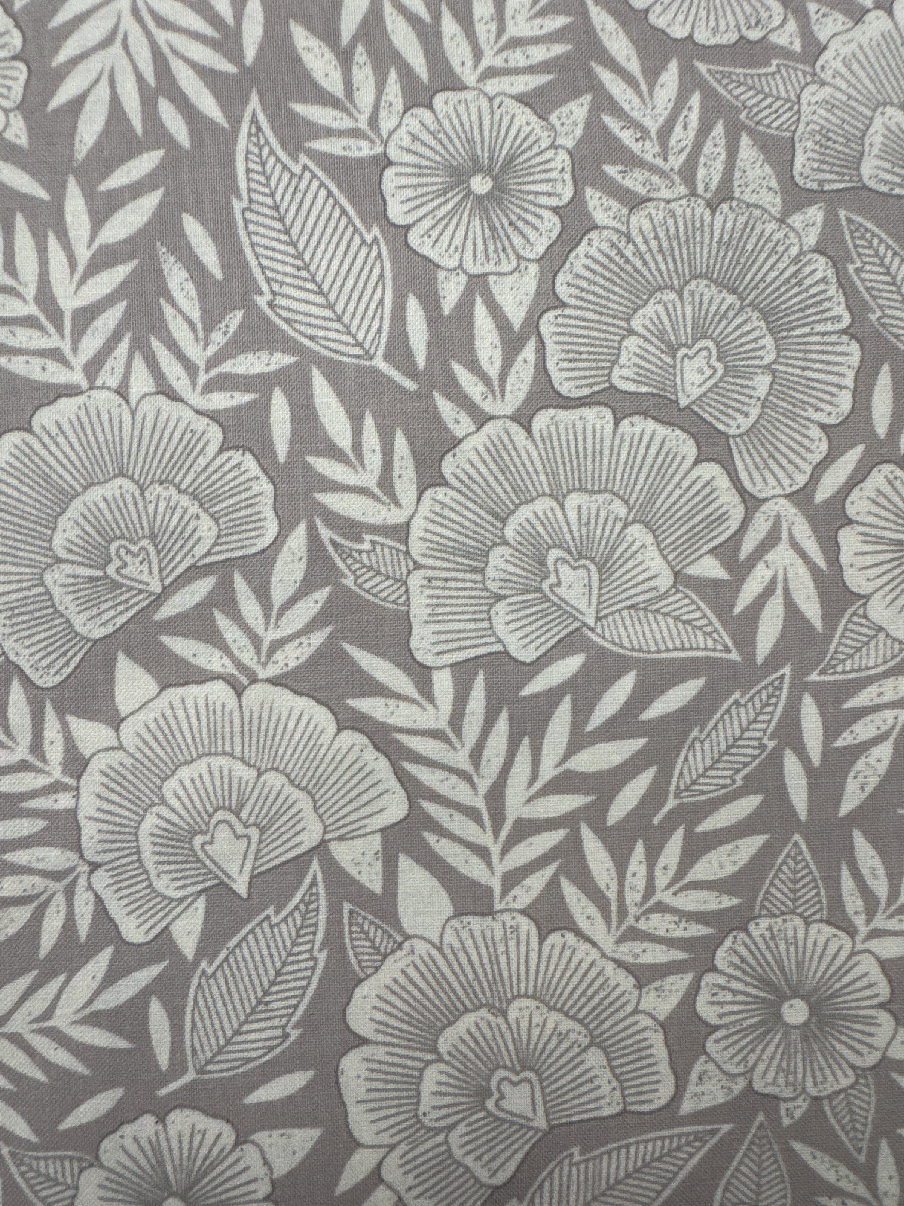 Flower Press Grey floral quilting fabric by Moda