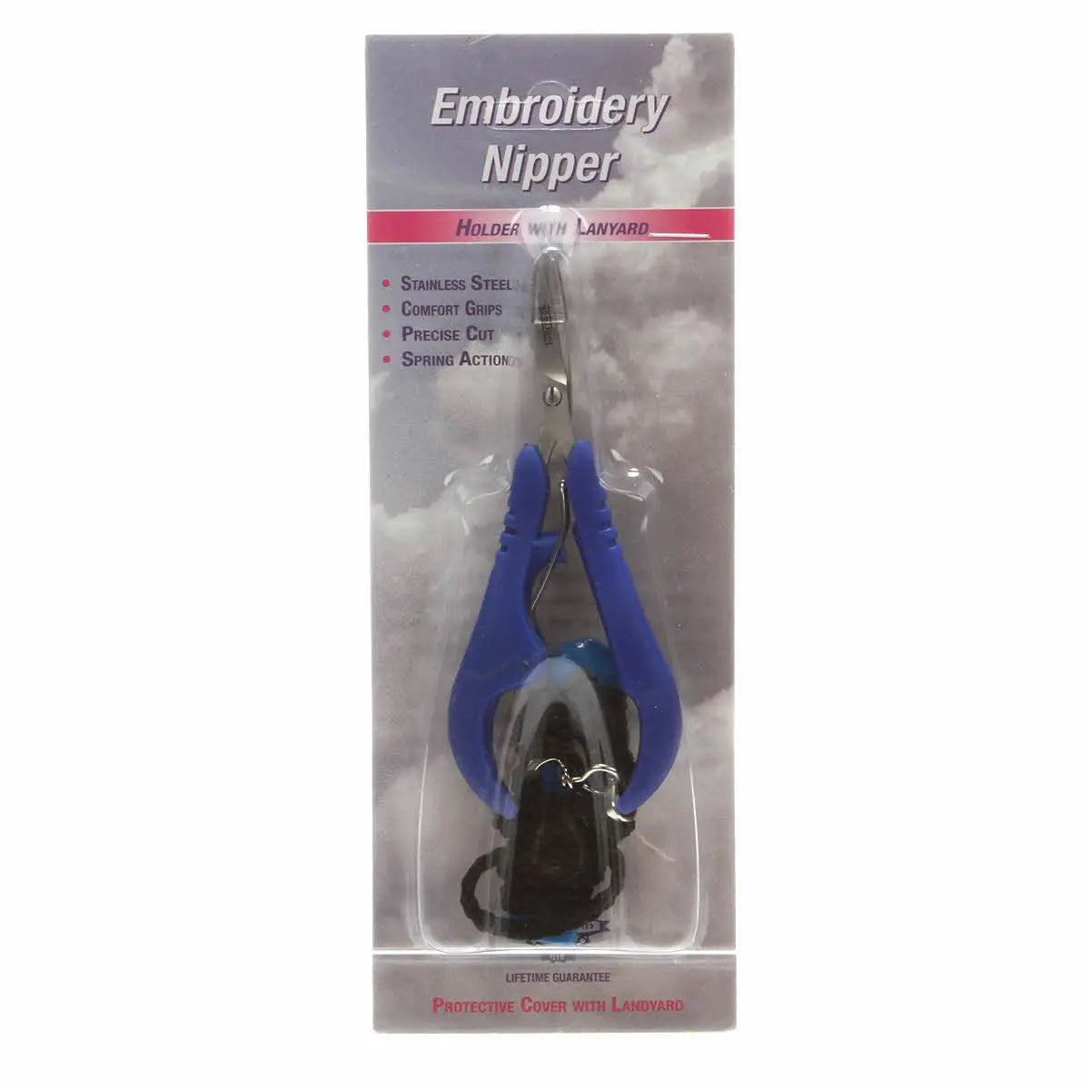 5in Spring-Loaded Embroidery Nipper With Lanyard - Linda's Electric Quilters