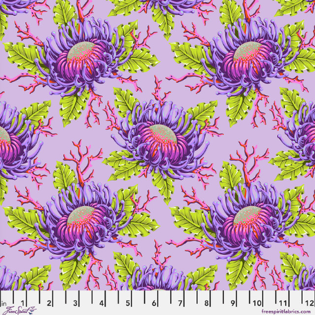 Friends and Anemones Ultraviolet Floral Reef quilting fabric by Tula Pink for Free Spirit