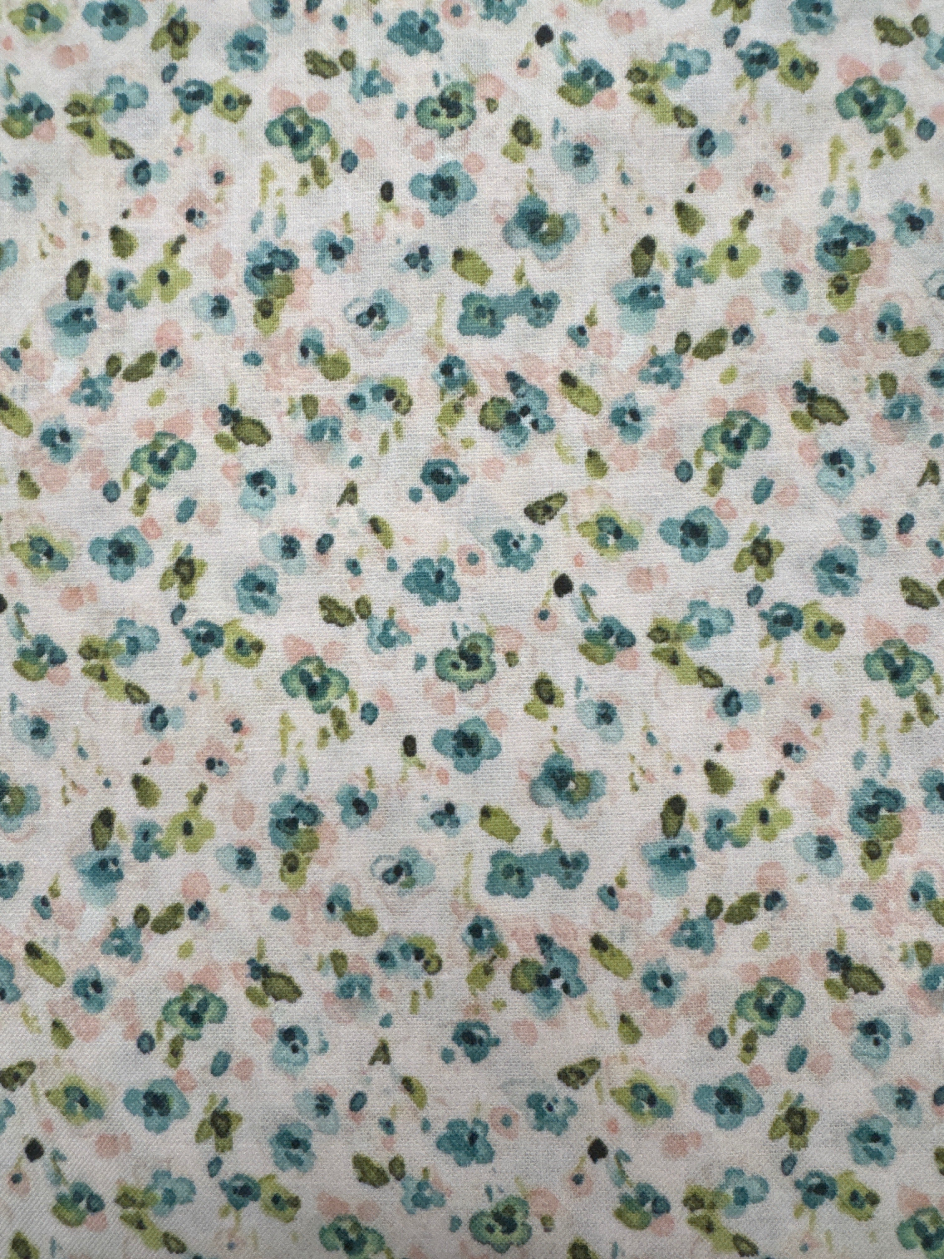 Mint Crush Small Floral on Cream quilting fabric by Wilmington Prints