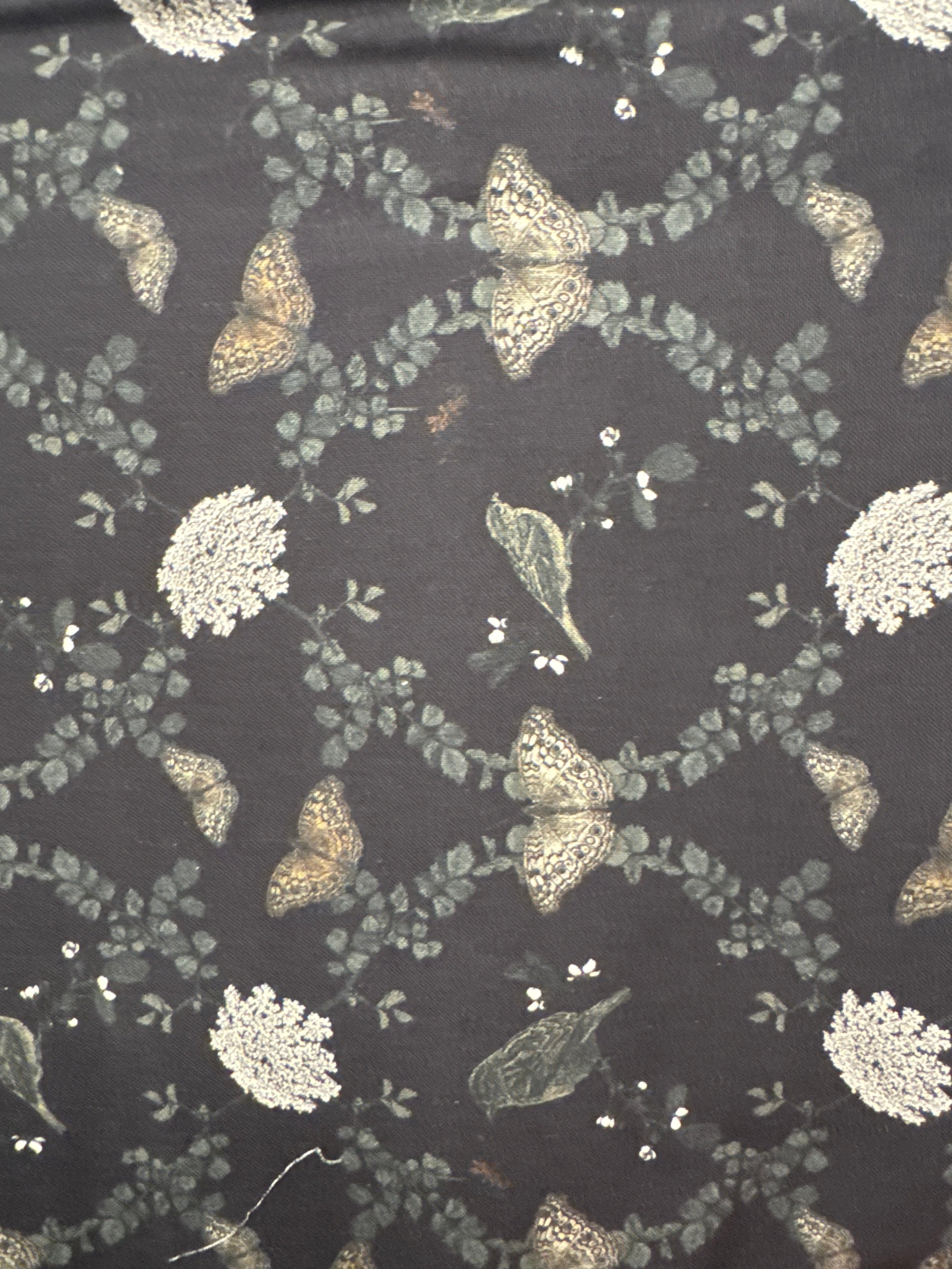 Natures Whisper Butterflies on Black nature quilting fabric