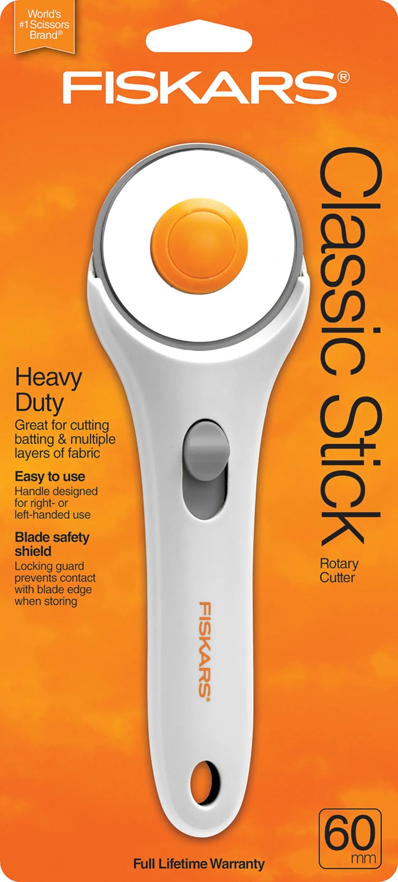 60mm Stick Rotary Cutter White and Orange - Linda's Electric Quilters