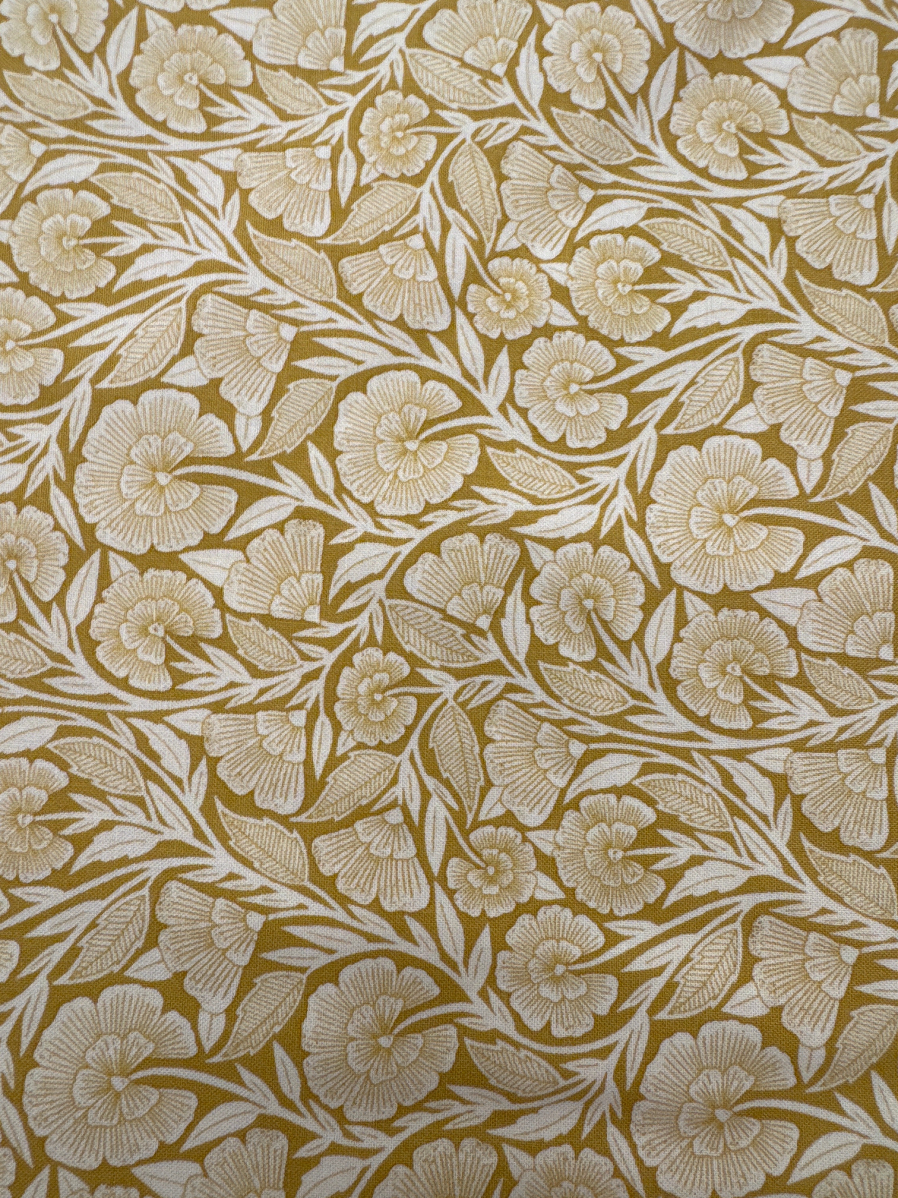 Flower Press Mustard floral quilting fabric by Moda