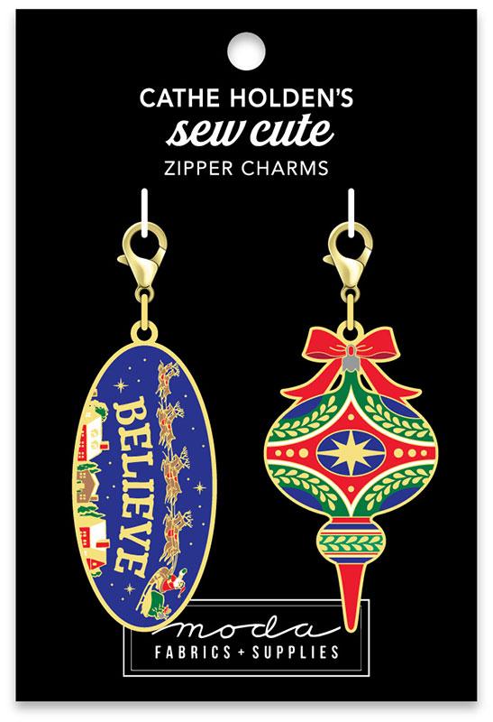 Moda ornaments Christmas zipper pulls, 2 count