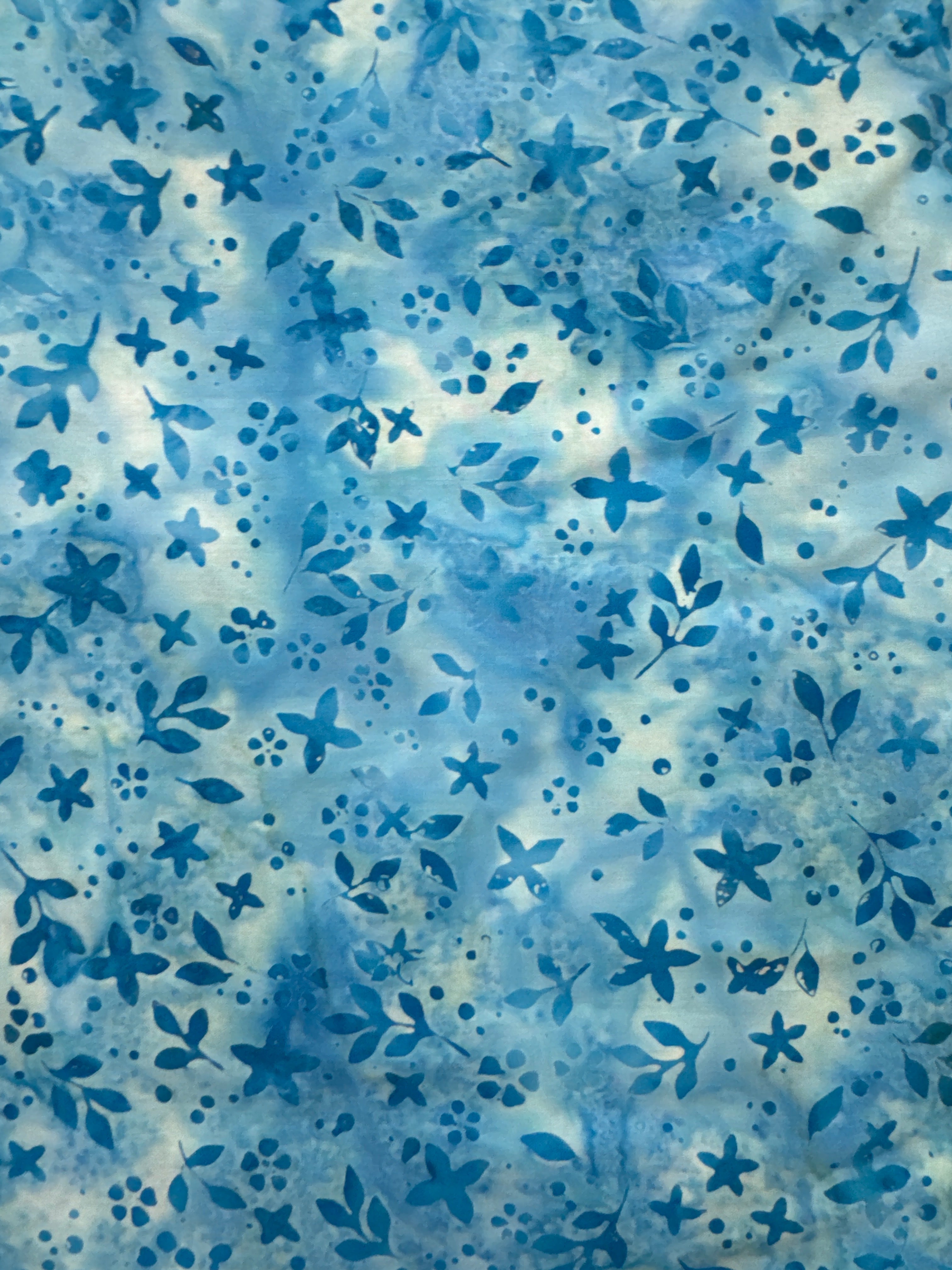 Cabo Sea Blue Small Flowers floral quilting fabric by Hoffman Fabrics