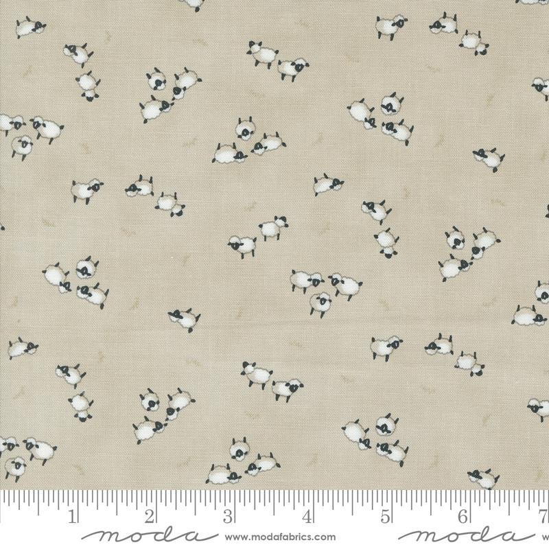 Moda Willows Farm Mushroom 56105 12 quilting fabric — farm print on mushroom brown