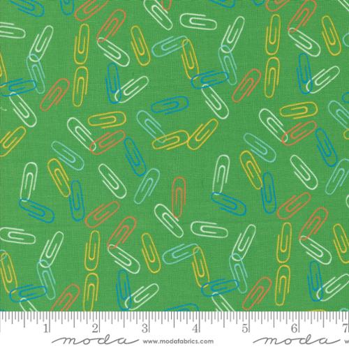 Back To School Grass Paper Clips Cotton 44"/45" Fabric Per Yard