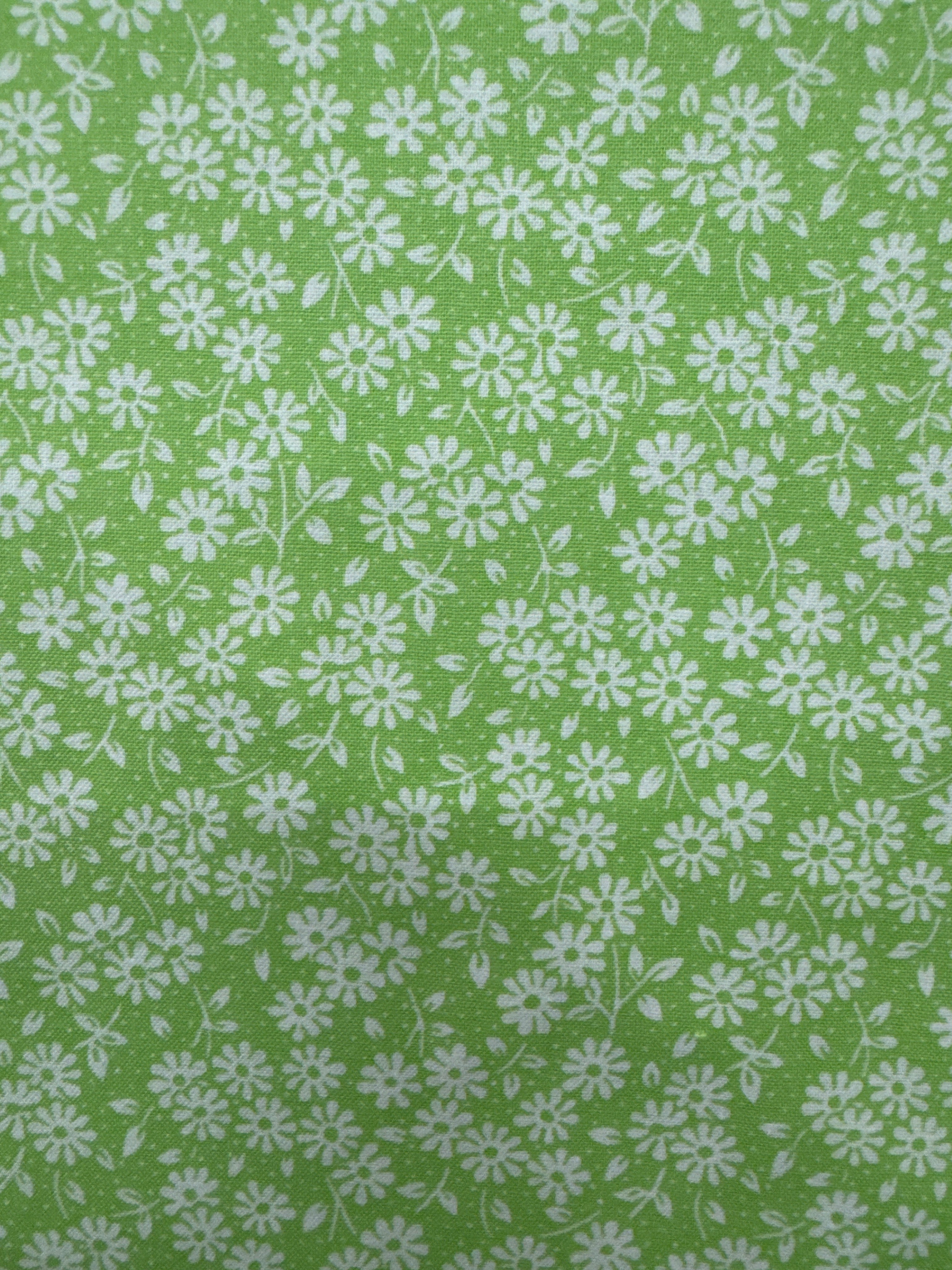 Light Green White Flowers floral quilting fabric by Windham Fabrics