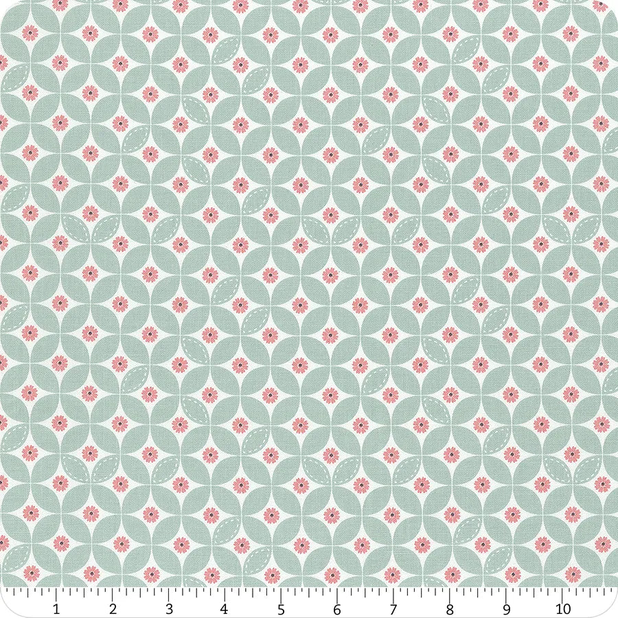 Berry Market Daisies Mint quilting fabric by Riley Blake