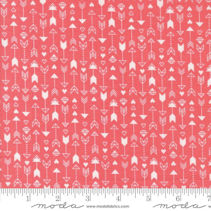Moda Love Blooms Arrows quilting cotton in Lipstick red