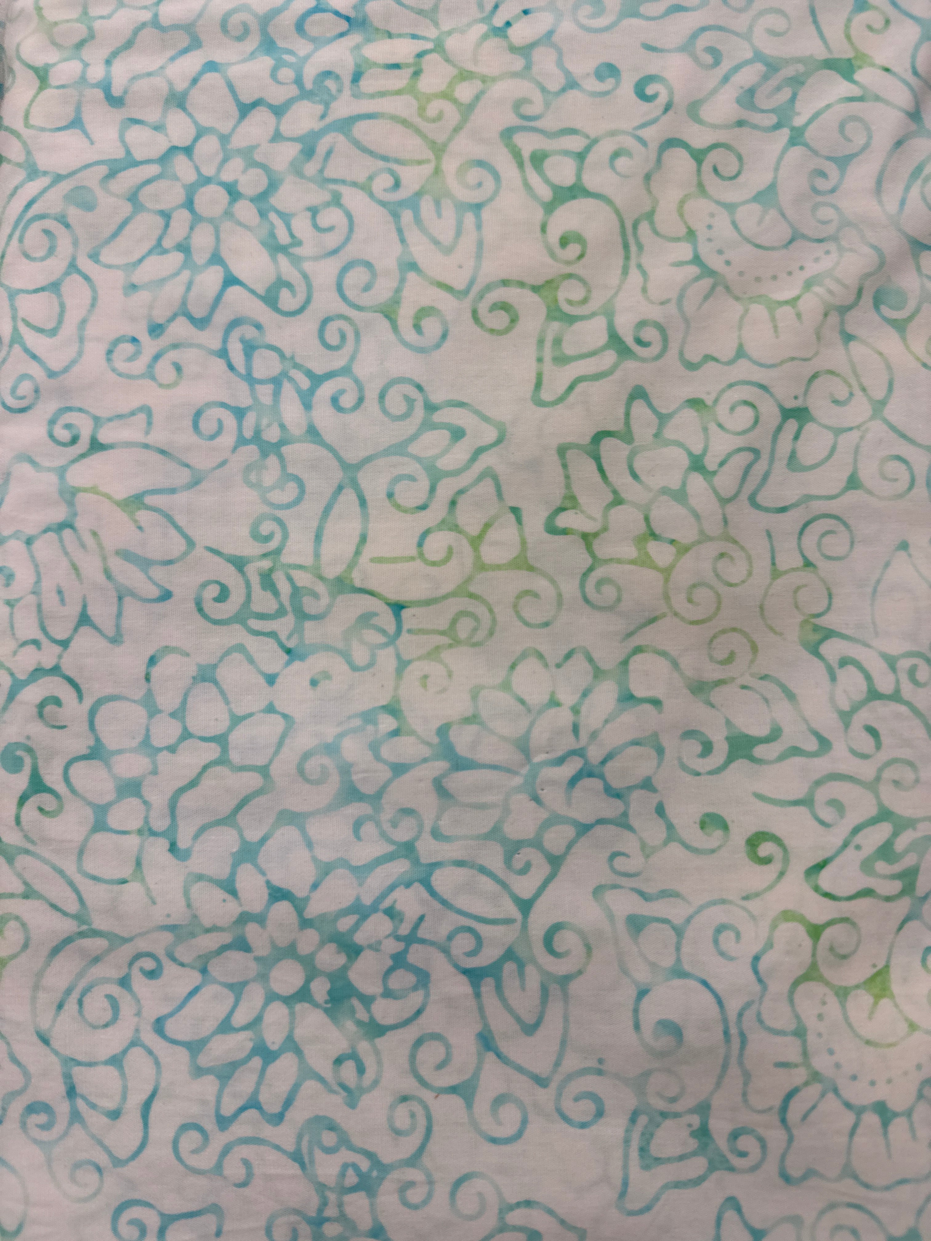 Flower Line Art Surf Aqua floral quilting fabric by Timeless Treasures