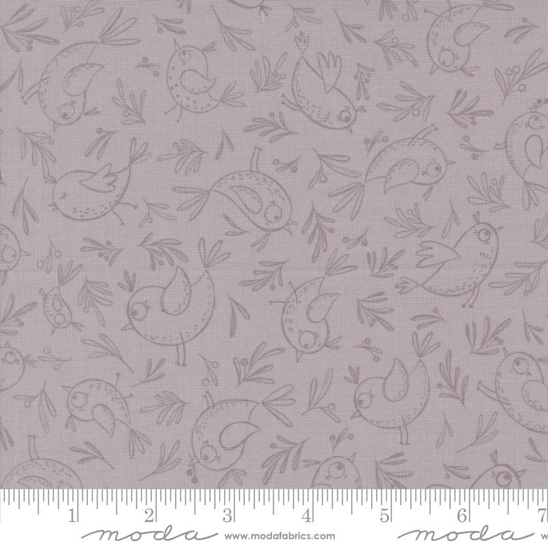 Moda Chirp trace a bird quilting cotton fabric in Dove
