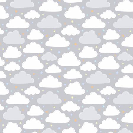 Wilmington Baby's Adventure gray clouds baby quilting cotton fabric