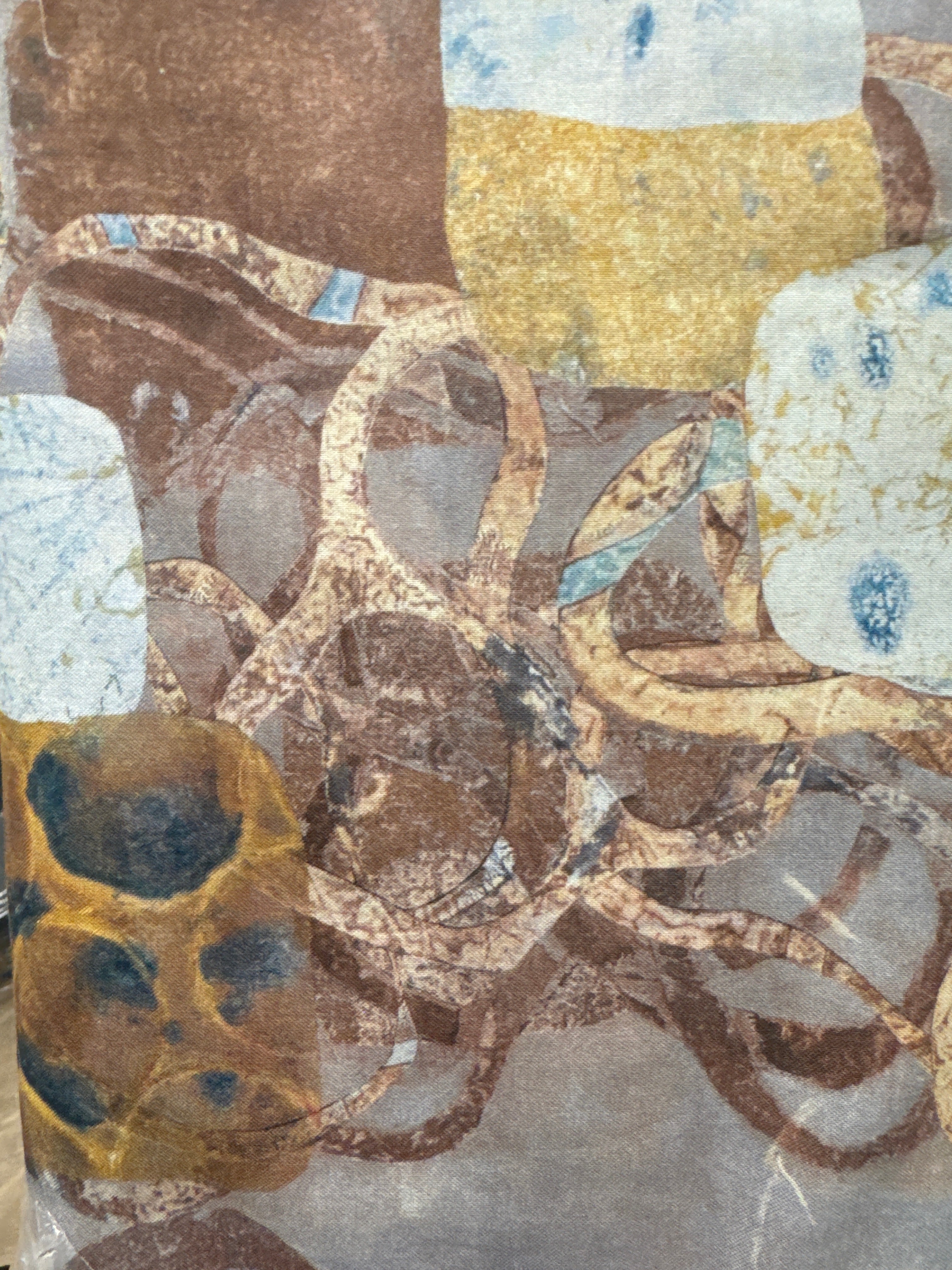 Golden Touch Flourish Clay metallic blender quilting fabric by Free Spirit