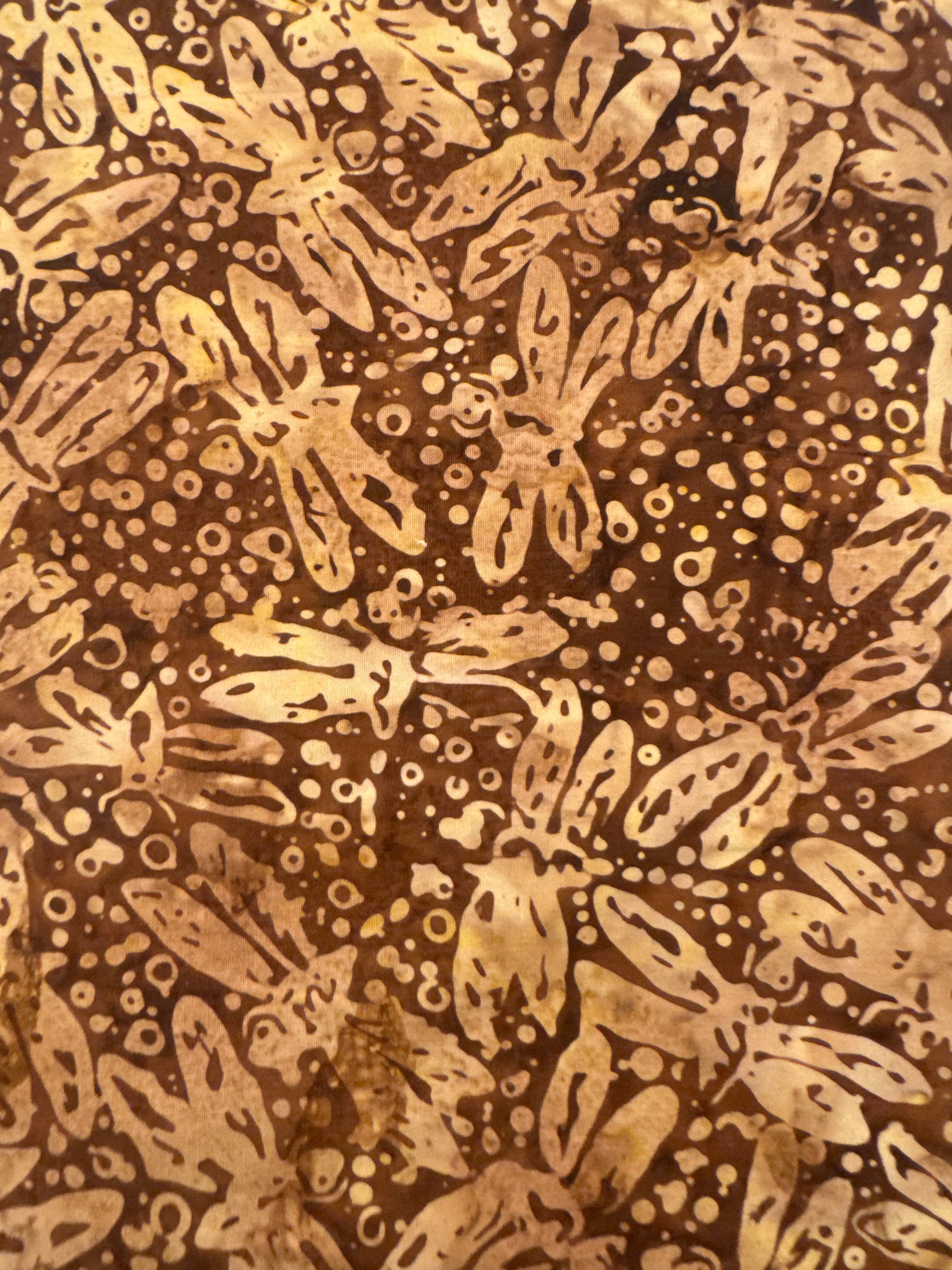 Baliscapes Dragonflies Mocha brown batik quilting fabric by Andover Fabrics